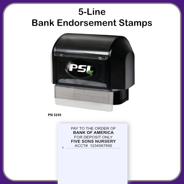 Endorsement Stamp 5 Line Check Endorsement Stamp 5 line Etsy
