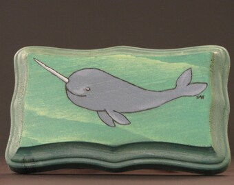 Narwhale Original Painting on Wood