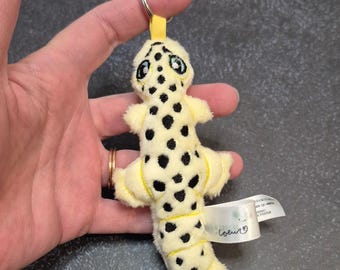 Chaveiro Gecko Leopardo - Decoração de Bolsa - Réptil de Tecido Fofo - Feito à Mão