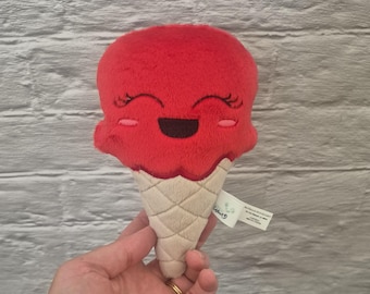Kawaii truskawkowe lody pluszowa zabawka – słodka ręcznie robiona miękka zabawka – oryginalna zabawka deserowa – słodki i zabawny prezent dla dzieci