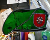 Special Forces Stained Glass Green Beret Suncatcher - Most groups available, military art, wall decor, glass art, retirement gift. No stand.