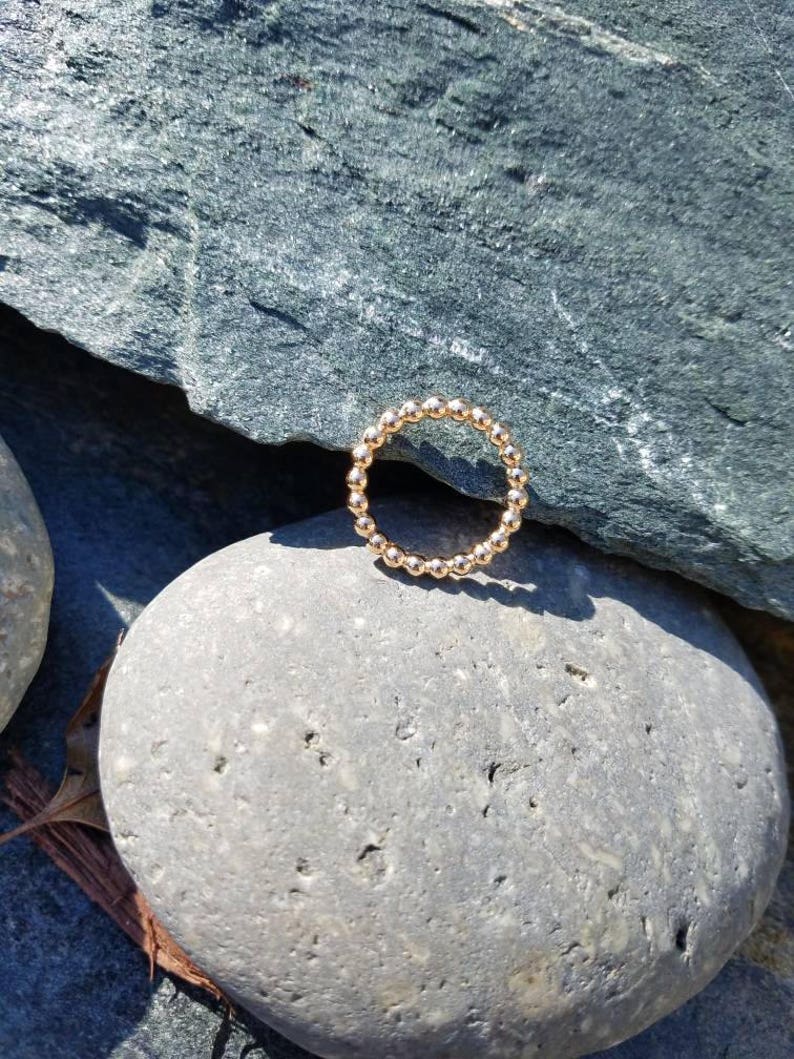 prayer bead ring Dainty Yellow Gold Filled bead ring size 7 stacking rings yellow gold ring minimalist Sterling silver