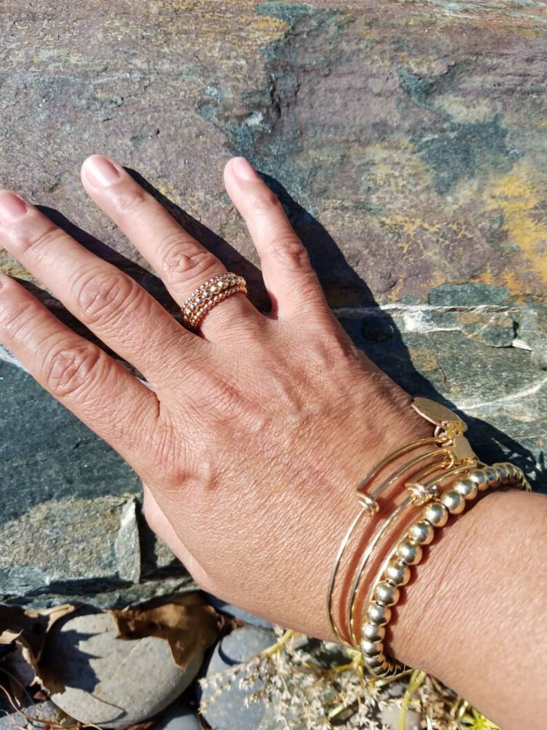 prayer bead ring Dainty Yellow Gold Filled bead ring size 7 stacking rings yellow gold ring minimalist Sterling silver