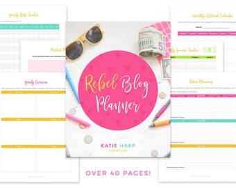 Rebel Blog Planner- Digital Blogging Planner, Printable Planner for Bloggers