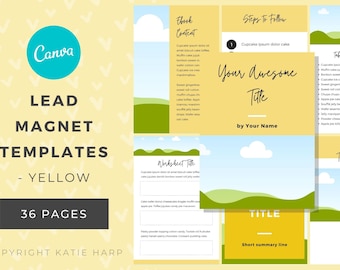 Ebook Template Canva - Yellow Lead Magnet Template, Ebook Template for Canva, Workbook Template, Optin Offer
