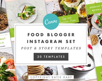Food Blogger Instagram Set - 20 Instagram Graphics for Food Bloggers