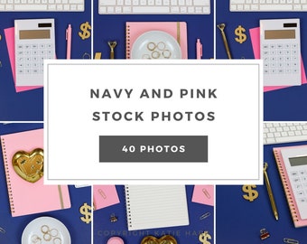 Navy and Pink Styled Stock Photos- Feminine Styled Stock Photo Pack with 40 Photos