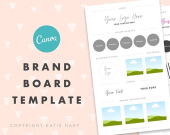 Brand Board Template for Canva - Canva Brand Style Guide, Editable Branding Board Template