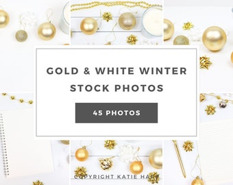 Gold and White Winter Styled Stock Photos- Feminine Styled Stock Photo Pack with 45 Photos