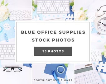 Blue Office Supplies Styled Stock Photos- Feminine Styled Stock Photo Pack with 55 Photos