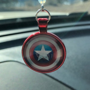 SUPER CAPTAIN AMERICA (rot-weiß-blau) Cabochon-Auto-Zubehör Rückspiegel Auto-Charm