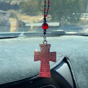 GOD&#39;S PRAYER CROSS Car Charmz, Cross Car Charm, Rear view mirror accessories