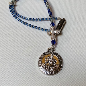 SAINT CHRISTOPHER (Blue & Crystal) Car Accessories Rear View Mirror Car Charm, Car Decor, Car Accessory, Car Charm, Car Hanging, Car Charms