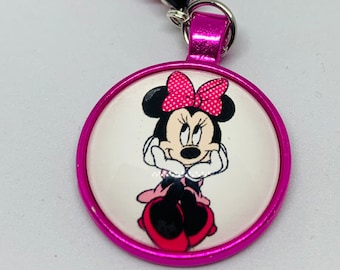 MMOUSE (Fucshia w Black) Car Accessories Rear View Mirror Car Charm, Minnie Car Charms, Cute Car Charm, Mouse Car Hanging, New Car Gift