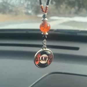 BASEBALL (Orange & Black) Car Charmz, Car Accessories Rear View Mirror Car Charm, Baseball Car Accessory, Baseball Car Charm