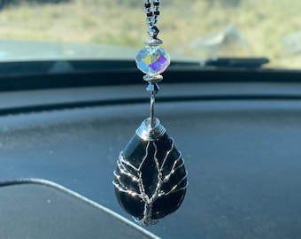 TREE OF LIFE-( Black-Crystal) Car Accessories Rear View Mirror Car Charm, Car Charm, Car Charms, Car Accessory, New Car Gift
