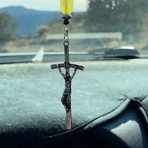 CRUCIFIX CROSS (Green-Black) Car Accessories Rear View Mirror Car Charm
