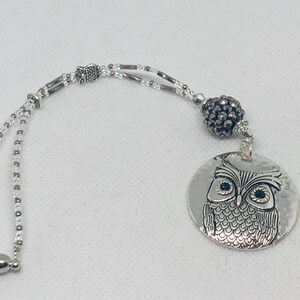 OWL MEDALLION (Silver-Galvanized Silver-Crystal) Car Accessories Rear View Mirror Car Charm