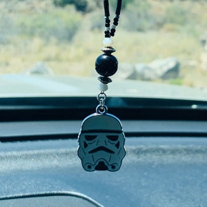 TROOPER FACE (Blk & Wht) Car Accessories Rear View Mirror Car Charm, Car Charm, Car Mirror Hanging, Star Wars Car Charm