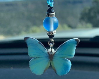 BUTTERFLY (Double Sided) Car Charm, Car Accessories Rear View Mirror Decoration, Pretty Car Decor, New Car Gift, Car Accessory