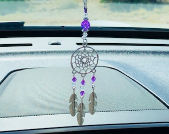 DREAMCATCHER (Lavender-Crystal) Autozubehör Rückspiegel Auto Anhänger, Dreamcatcher, Auto Dekor, Auto hängen, Auto Dekoration