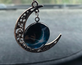 CRESCENT MOON & Dark Side of the Moon Car Accessories Rear View Mirror Car Charm, Moon Car Charm,  Moon Car Charms, Moon Car Accessory