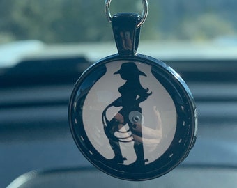 COWGIRL ROPER(Black & White) Car Accessories Rear View Mirror Car Charm