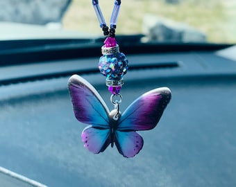 BUTTERFLY (Double Sided) Car Charm, Car Accessories Rear View Mirror Decoration, Pretty Butterfly Car Decor, New Car Gift, Car Accessory