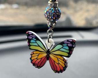 Car Mirror Charm Auto Accessories Car Pendant Natural Beads Accessories  Jewelry Good Luck Charm Butterfly Present Gift 