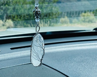 TREE OF LIFE- Lrg (Crystal & Silver) Car Accessories Rear View Mirror Car Charm