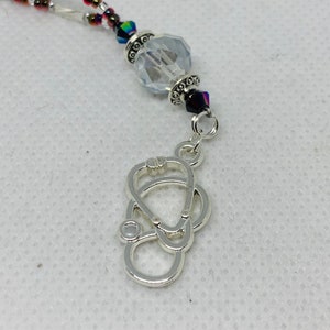 MEDICAL STETHOSCOPE (Deep Dark Red & Crystal)  Car Accessories Rear View Mirror Car Charm