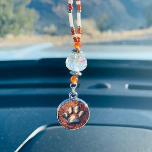 PET PAW-SPARKLE (Orange-Crystal) Car Accessories Rear View Mirror Car Charm, Car Charm, Pet Car Decor, Pet Car Hanging, Car Charms, Pets