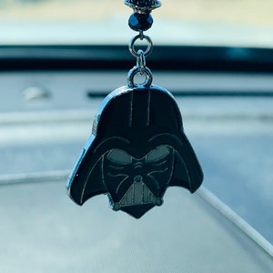 BLACK MEAN FACE (Black) Car Charm, Car Accessories Rear View Mirror Decoration, Sci-Fi Car Decor, New Car Gift, Car Accessory