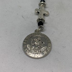 SAINT CHRISTOPHER (Black-Turquoise-White) Car Accessories Rear View Mirror Car Charm, Religious Mirror Charm, Religious Car charm