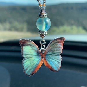 BUTTERFLY (Double Sided) Car Charm, Car Accessories Rear View Mirror Decoration, Pretty Car Decor, New Car Gift, Car Accessory