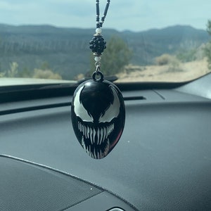 SCARY FACE (Blk-Wht) Car Accessories Rear View Mirror Car Charm, Car Charm, Large Car Charm, Car Charms