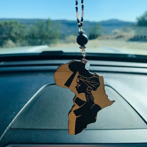AFRICAN WOMAN WALKING in Africa (Large) (Black-Gold-Silver) Car Charms, Car Accessories Rear View Mirror Car Charm, Car Charmz