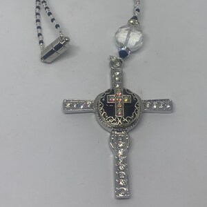 CROSS-LG Black & Silver, Cross Car Rearview Mirror Charm, Car Charmz, Cross Car Hanging Charm, Cross Charm for Car Rearview Mirror