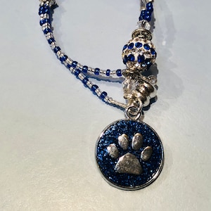PET PAW-SPARKLE (Royal Blue-Crystal) Car Charm, Car Accessories Rear View Mirror Decoration, Pretty Car Decor, New Car Gift, Car Accessory