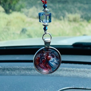 HORSE-BROWN-White PAINTED -Car Charm, Car Accessories Rear View Mirror Decoration, Pretty Car Decor, New Car Gift, Car Accessory