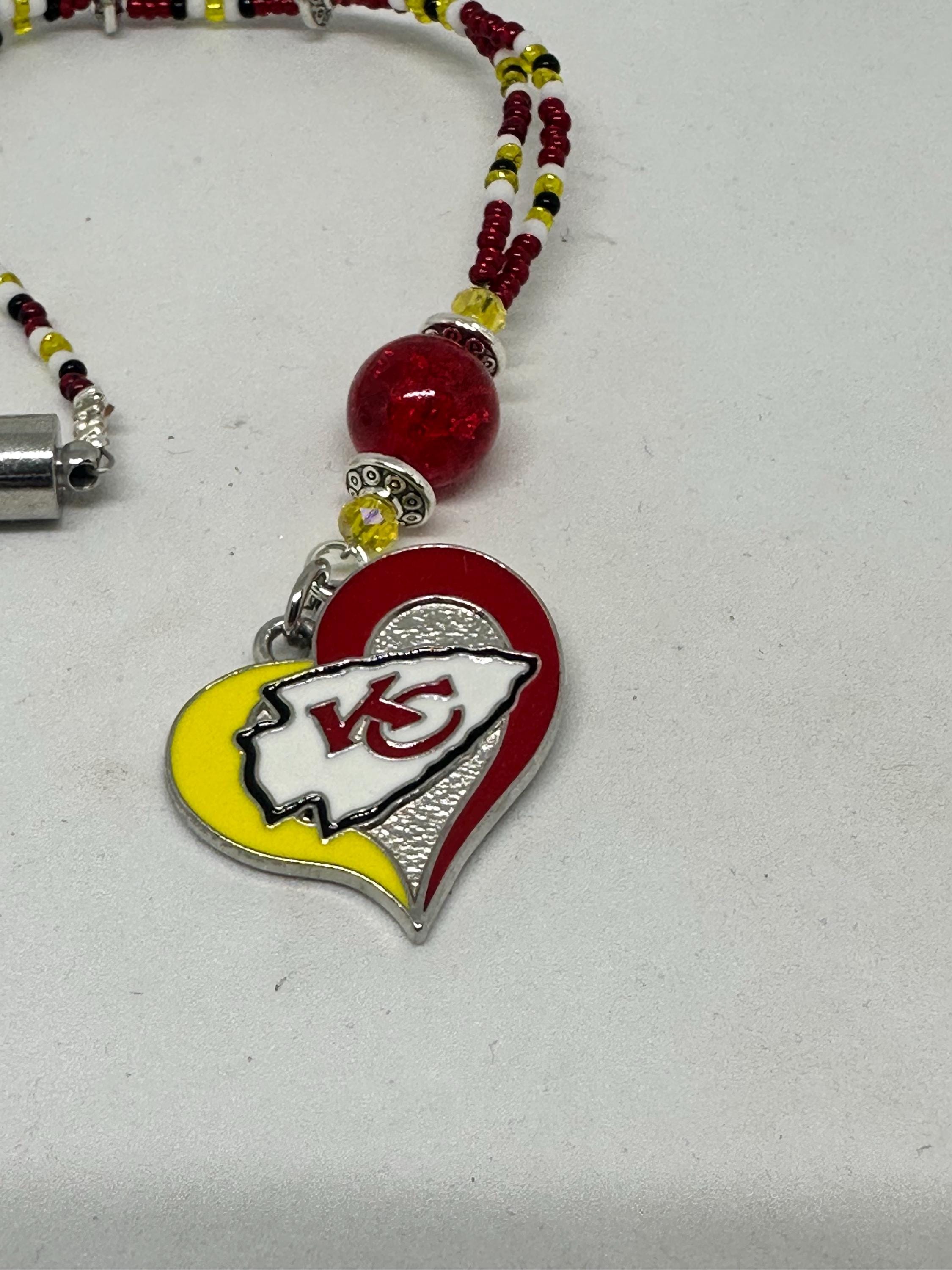 FOOTBALL TEAM HEART (Rd & Gld) Car Accessories Rear View Mirror Car Charm, Football Team Charm, Football Car Charm, Football Car Accessory