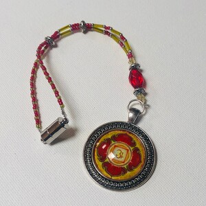 OM Flower Cabochon (Red & Gold) Car Accessories Rear View Mirror Car Charm