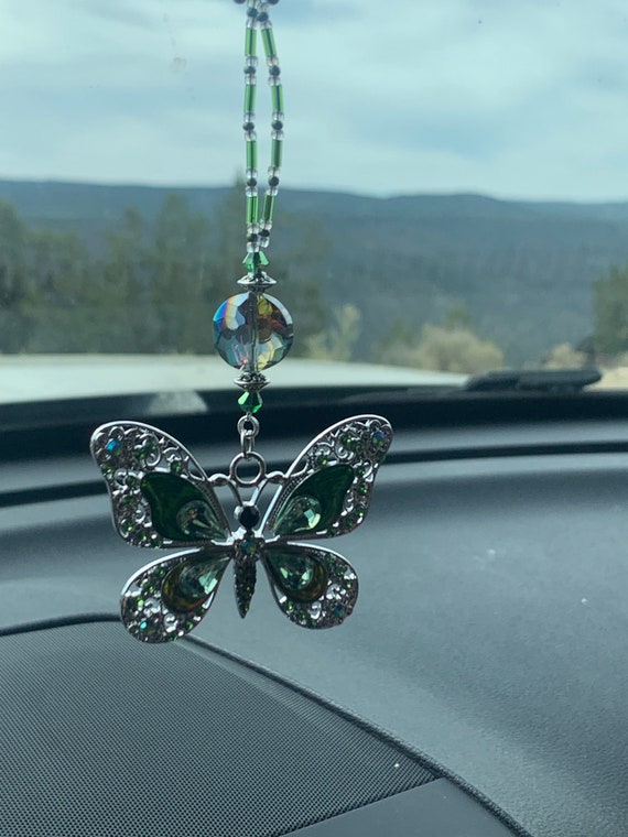 Buy BUTTERFLY crystal lg Green Crystal Car Accessories Rear View