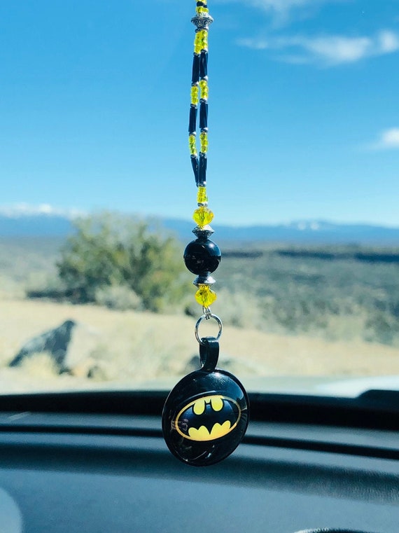 BLACK BAT black W/yellow Car Accessories Rear View Mirror Car Charm 