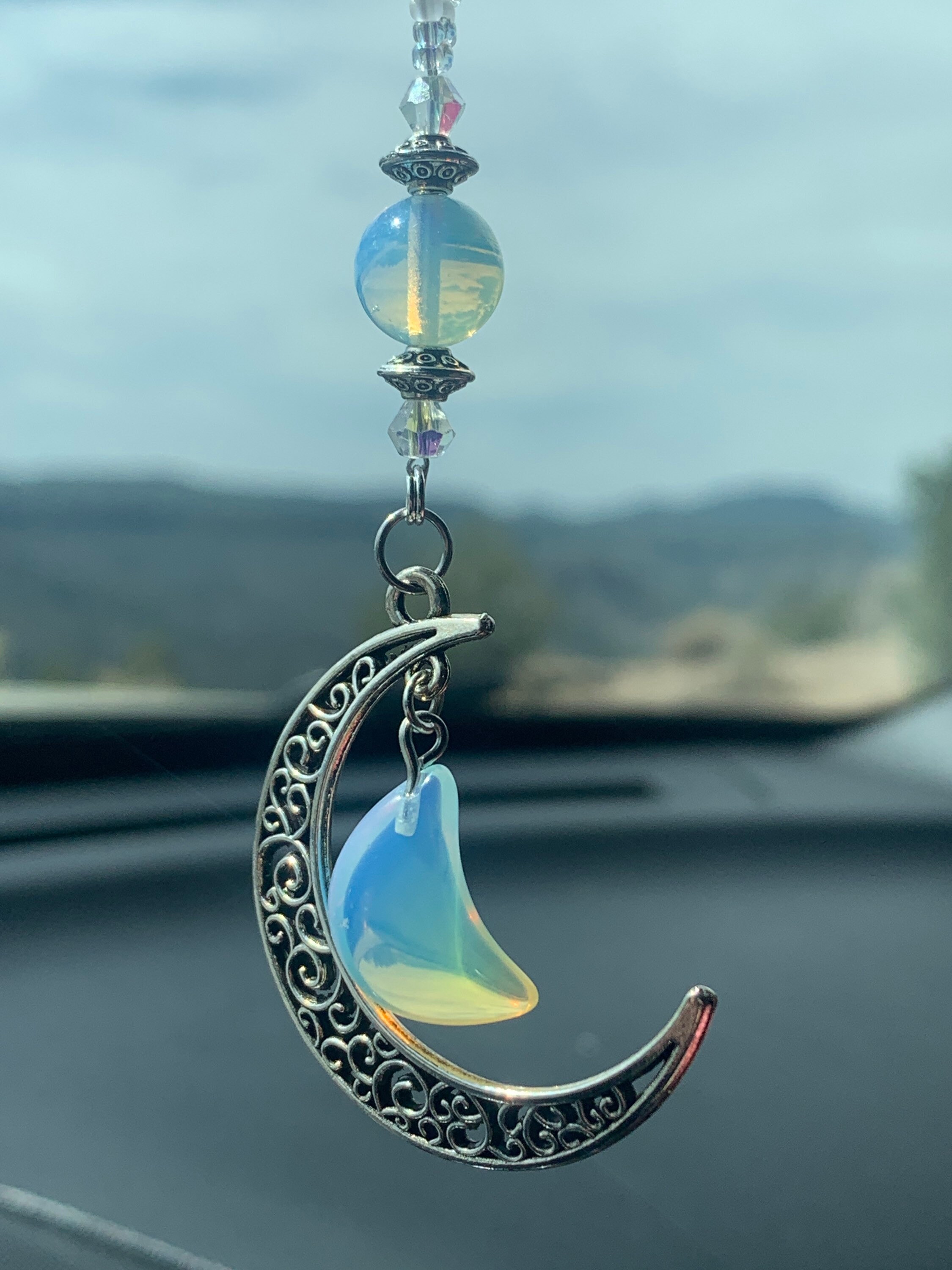 Suncatcher Moon Suncatcher Rear View Mirror Charm Windows Ornament