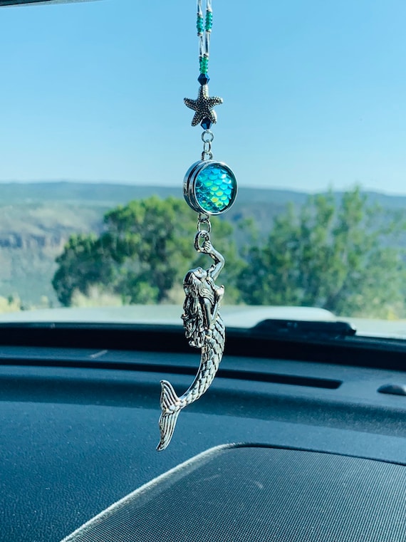 MERMAID blue green Gem Car Charm Car Accessories Rear View Mirror Decoration Pretty Car Decor New Car Gift Car Accessory Etsy