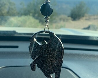 M Falcon Ship Car Charm: Rear View Mirror Decoration, Car Accessories, Car Decor, Car Hanging, Car Charmz, Car Gift, Dad Gift