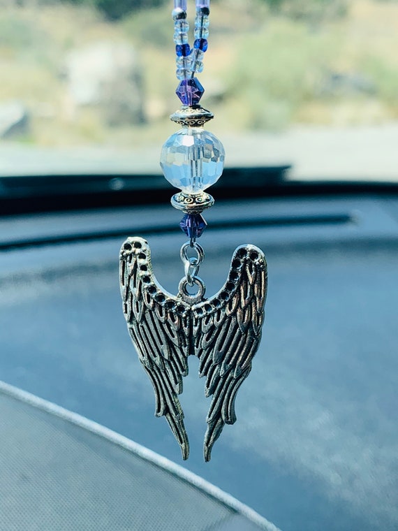 Buy ANGEL Wings mini crystal lavender Car Accessories Rear View