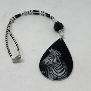 ZEBRA Tear Drop (Double-Sided-Black & White) Car Charms, Car Accessories Rear View Mirror Car Charm, Car Charmz