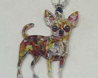 HOND-CHIHUAHUA-Small (Rainbow) Auto-accessoires Achteruitkijkspiegel Auto-charme, huisdier auto-charme, auto-charme, auto-charmes, huisdier auto-decor